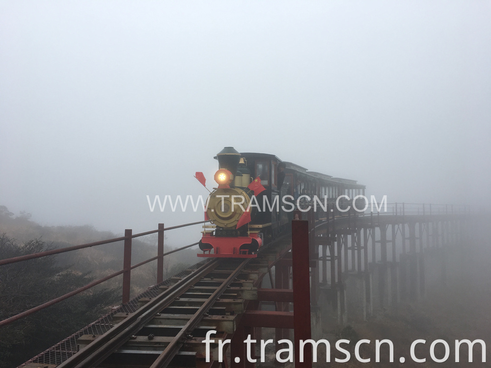 sightseeing train on mountain bridge